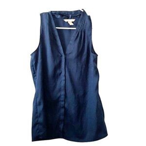 Banana Republic Womens Navy Sleeveless V-Neck Blouse S 100% Polyester